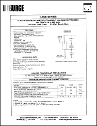 1.5KE6.8A datasheet: 6.8 V, 10 mA,  glass passivated junction transient voltage suppressor 1.5KE6.8A