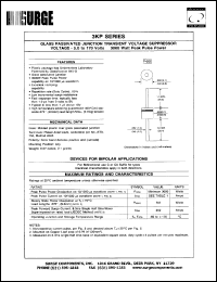 3KP10C datasheet: 10 V, 1 mA,  3000 W, glass passivated junction transient voltage suppressor 3KP10C