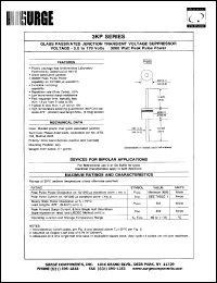 3KP18A datasheet: 18 V, 1 mA,  3000 W, glass passivated junction transient voltage suppressor 3KP18A