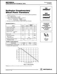 2N6058 datasheet: Darlington Complementary Silicon Power Transistors 2N6058