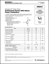 2N6547 datasheet: Switchmode Series NPN Silicon Power Transistors 2N6547