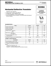 BU208A datasheet: Horizontal Deflection Transistor BU208A