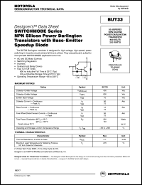 BUT33 datasheet: SWITCHMODE Series NPN Silicon Power Darlington Transistors with Base-Emitter Speedup Diode BUT33