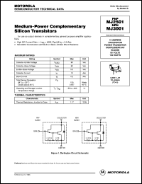MJ3001 datasheet: Medium-Power Complementary Silicon Transistors MJ3001