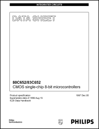 P80C652EBAA datasheet: 16 MHz, CMOS single-chip 8-bit microcontroller P80C652EBAA
