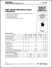 MJE5730 datasheet: High Voltage PNP Silicon Power Transistors MJE5730