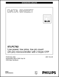 S87LPC762BN datasheet: 20 MHz, 5V low power, low price, low pin count  microcontroller S87LPC762BN