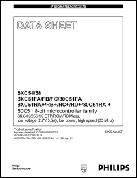 P87C54UBPN datasheet: 33 MHz, 5 V, 80C51 8-bit  microcontroller family P87C54UBPN