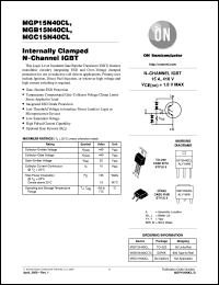 MGB15N40CLT4 datasheet: Internally Clamped N-Channel IGBT MGB15N40CLT4