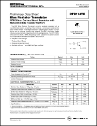 DTC114TE datasheet: Bias Resistor Transistor NPN DTC114TE