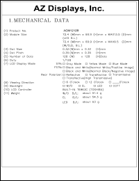 AGM1212B-RLGTH-T datasheet: 0.3-7.0V; Dots: 128x128dots; dot size:0.32x0.32mm; dot pitch:0.35x0.35mm; AZ display AGM1212B-RLGTH-T