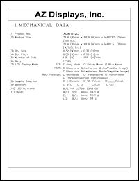 AGM1212C-RLGTH-T datasheet: 0.3-7.0V; Dots: 128x128dots; dot size:0.32x0.32mm; dot pitch:0.35x0.35mm; AZ display AGM1212C-RLGTH-T