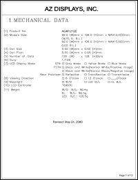 AGM1212E-REGBS-T datasheet: 0.3-5.5V; 22mA; 20characters; Dots: 128x128dots; dot size:0.50x0.50mm; dot pitch:0.55x0.55mm; AZ display AGM1212E-REGBS-T