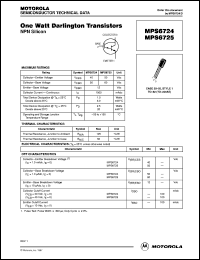 MPS6724RLRA datasheet: One Watt Darlington Transistor NPN MPS6724RLRA