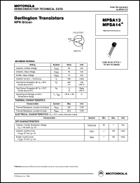 MPSA14 datasheet: Darlington Transistors NPN MPSA14