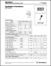 MPSA75RLRP datasheet: Darlington Transistors PNP MPSA75RLRP