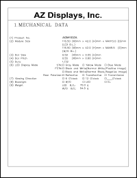 AGM1532A-RLYTH-T datasheet: 0.3-6.5V; 5.0mA; dot size:0.50 x 0.55mm; dot pitch:0.55 x 0.60mm; AZ display AGM1532A-RLYTH-T