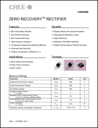 CSD04060A datasheet: 600V; 4A; zero recovery rectifier. For switch mode power supplies, power factor correction, motor control CSD04060A