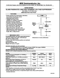 15KW17A datasheet: 17.00V; 50mA ;15000W peak pulse power; glass passivated junction transient voltage suppressor 15KW17A