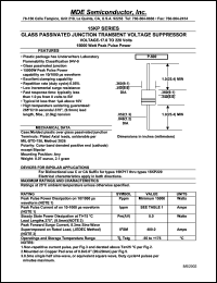 15KP45A datasheet: 45.0V; 5mA ;15000W peak pulse power; glass passivated junction transient voltage suppressor 15KP45A