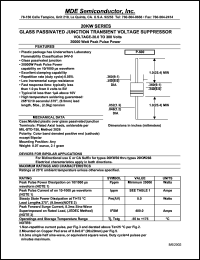 20KW20A datasheet: 20.00V; 50mA ;15000W peak pulse power; glass passivated junction transient voltage suppressor 20KW20A