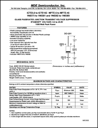 MPTE-12C datasheet: 12.00V; 70A ;1500W peak pulse power; glass passivated junction transient voltage suppressor MPTE-12C