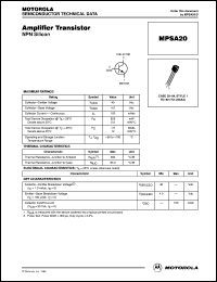 MPSA20 datasheet: Amplifier Transistor NPN MPSA20