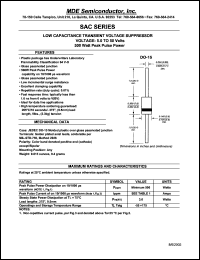 SAC8.0 datasheet: 8.00V; 36.0A ;500W peak pulse power; glass passivated junction transient voltage suppressor (TVS) diode SAC8.0