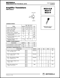 BC212 datasheet: Amplifier Transistor PNP BC212