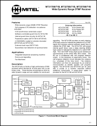 MT3170BE datasheet: 6V; 10mA; wide dynamic range DTMF receiver. For integrated telephone answering machine, end-to-end signalling, fax machines MT3170BE