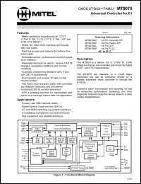 MT9079AE datasheet: 0.3-7.0V; 30mA; advanced controller for E1. For primary rate ISDN network nodes, digital access cross-connect (DACs) MT9079AE