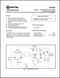 DES9056701AC datasheet: 6.5V; 370mW; 3.3GHz + 4fixed modulus divider DES9056701AC