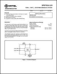 SP8782BMP datasheet: 6.0V; 1GHz+16/17, 32/33 multi-modulus divider SP8782BMP