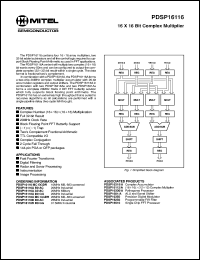 PDSP16116B0GG datasheet: 31-35MHz ;5.0V; 16 x16 bit complex multiplier. For fast fourier transforms, digital filtering, radar and sonar processing, instrumentation, image processing PDSP16116B0GG