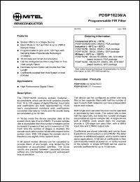 PDSP16256GC datasheet: 5.0V; 20MHz; progarmmable FIR filter. For high performance digital filters PDSP16256GC