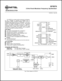 SP5070DP datasheet: 0.5-7.0V; 18mA; 2GHz fixed modulus frquency sythesiser for satellite TV, high IF cable tuning systems, C-Band with frequency doubling mixer SP5070DP
