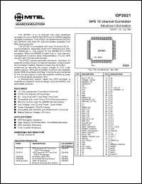 GP2021GQ1R datasheet: 0.3-7.0V; GPS 12channel correlator. For GPS navigation systems GP2021GQ1R