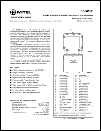 SP8855E datasheet: 0.3-6.0V; 2.8GHz parallel load professional synthesiser. For complete 2.8GHz operating frequency (IG GRADE) SP8855E