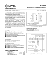 ACE9020B datasheet: 3.6-5.0V; receiver and transmitter interface. For AMPS and TACS cellular telephone, 2-way radio systems ACE9020B