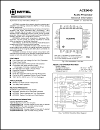 ACE9040FP1N datasheet: 6.0V; audio processor. For AMPS and TACS cellular telephone, 2-way radio systems ACE9040FP1N