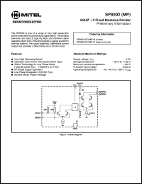 SP8902KG datasheet: 6-5V; 5GHz +2fixed modulus divider SP8902KG