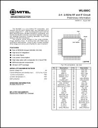 WL600KG datasheet: 4V 2.4-2.5GHz RF and IF circuit WL600KG