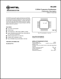 WL800KG datasheet: 4V; 2.5GHz frequency synthesiser WL800KG