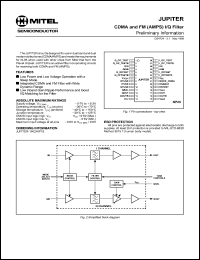 JUPITER datasheet: 0.7-5.3V; CDMA and FM filter (AMPS) I/Q filter JUPITER