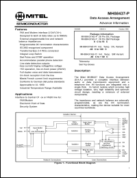MTH88437AD-PI datasheet: 0.3-6.0V; data access arrangement. For FAX/modem, electronic point of sale, security system MTH88437AD-PI