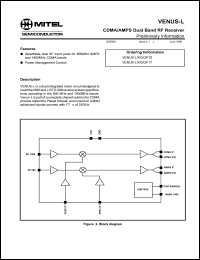 VENUS-KG datasheet: 4.0V; CDMA/AMPS dual band RF receiver VENUS-KG