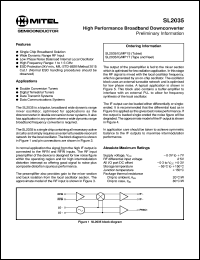 SL2035MP1S datasheet: 0.3-7.0V; high performance broadband downconverter. For double conversion tuners, digital terrestrial tuners SL2035MP1S