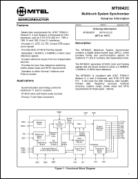 MT9042CP datasheet: 0.3-7.0V; 4-wire calling number identification circuit 2. For bellcore CID and telephones and adjuncts MT9042CP