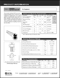 1A191 datasheet: 1.5V; 250mW; 850mm high-performance LED, for test equipment 1A191