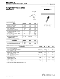 MPSL51RLRP datasheet: Amplifier Transistor PNP MPSL51RLRP